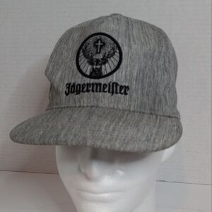 Jagermeister SnapBack Hat Grey Deer Head Logo Flat